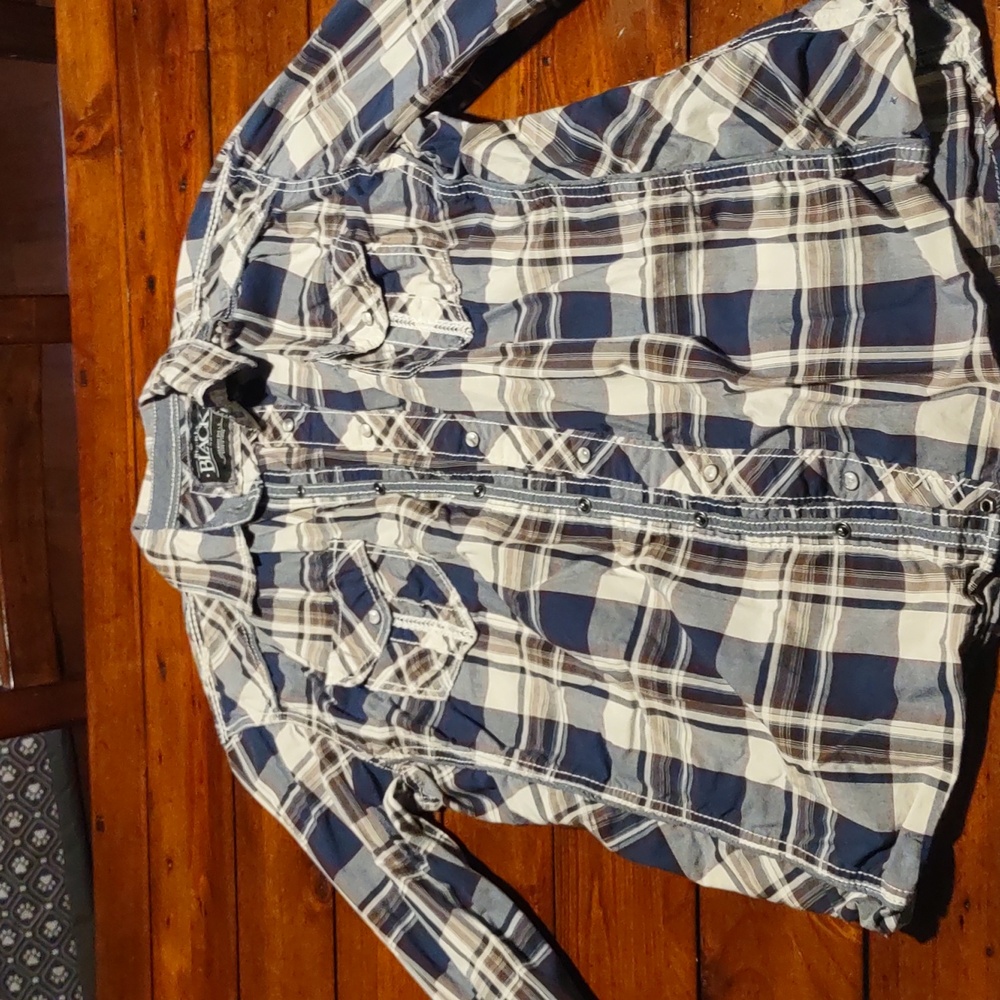 Men's buckle black long sleeve shirt